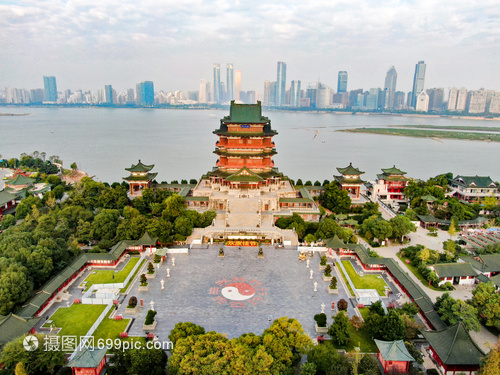 航拍南昌滕王阁古建筑