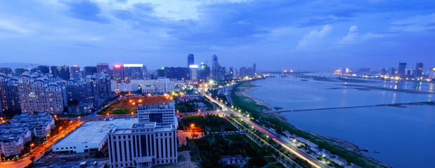 鸟瞰南昌城市夜景